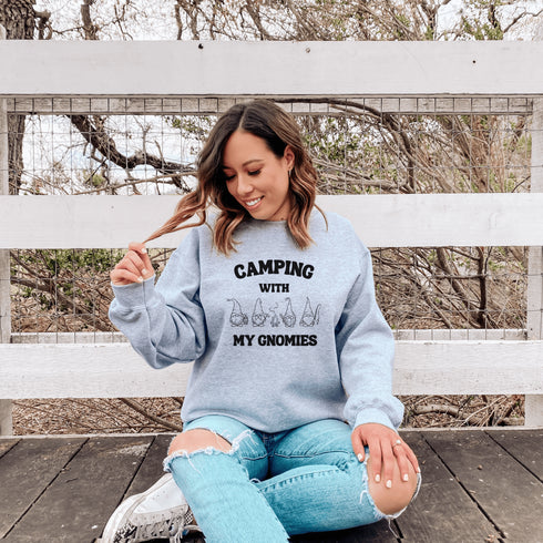 C & Win Sports Camping With My Gnomies Sweatshirt S / Sport Grey - C & Win Sports